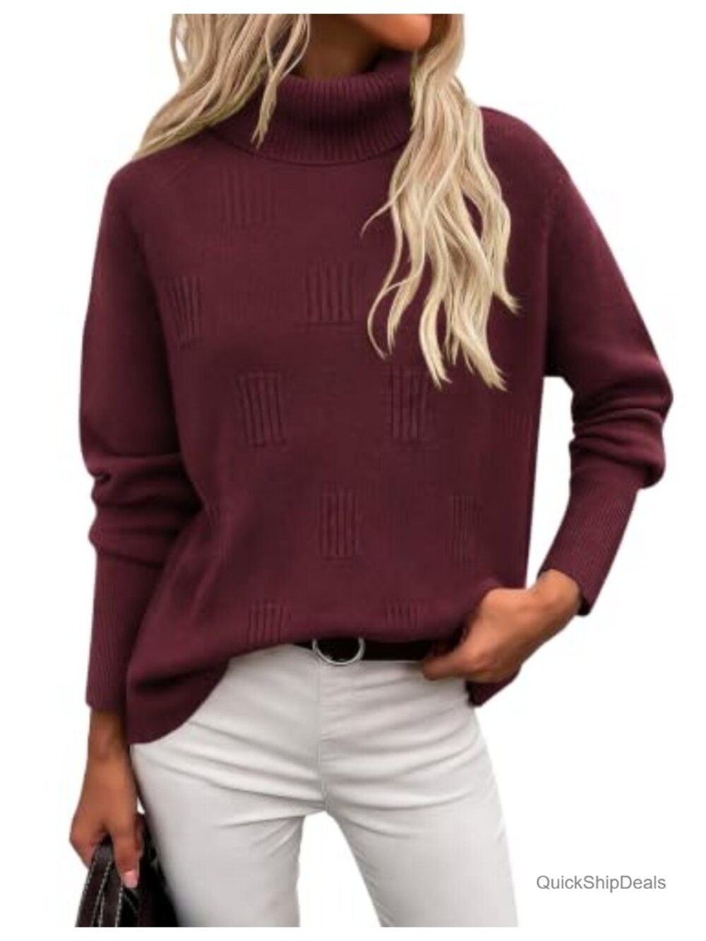 Womens Turtleneck Pullover Sweater Knit Long Sleeve Chunky Fall Winter Top